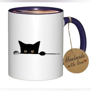 Handmade Peekaboo Cat Mug 11oz Double Sided Print. New